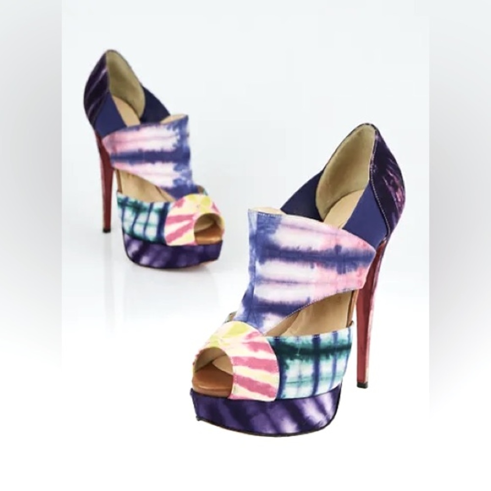 Christian Louboutin Pitou Multi-coloured Cutout Platform Pumps Size 36 - Picture 3 of 6